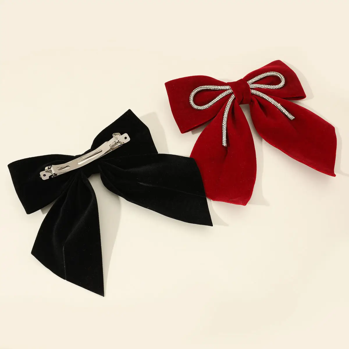 New Fabric Velvet Bow Hairpins for Women Spring Clip Crystal Butterfly Hair Clips Luxulry Headpiece Korean Hair Accessories