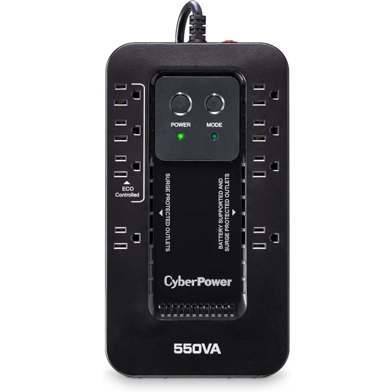 

CyberPower EC550G Ecologic Battery Backup & Surge Protector UPS System, 550VA/330W, 8 Outlets, ECO Mode