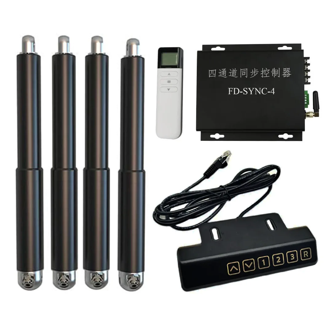 

4 Motors Synchronous Control Kit High Power Linear Actuator with Encoder 2000N IP67 DC12V-48V For RV Roof Lift Automation