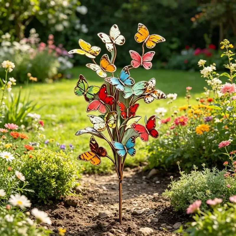 Metallschmetterlinge Gartenstecker Dekore Schmetterling dekorative Gartenstecker, Outdoor-Dekorationen Metall Hof Kunst Ornament – Detail 5