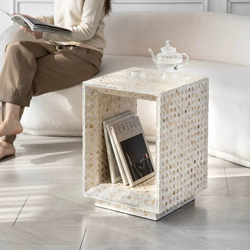 Creative Light Luxury French Shell Side Table Storage Edge Few Square Small Tables Shoe Changing Stool Living Room Furniture