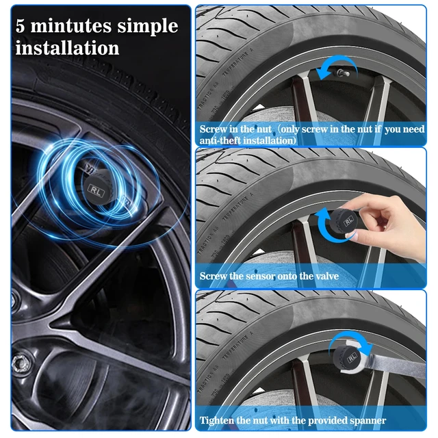 K01 TPMS Solar Sensor Intelligence Wireless Tire Pressure Monitoring System Auto Security Alarm Device With 4 Sensors 6