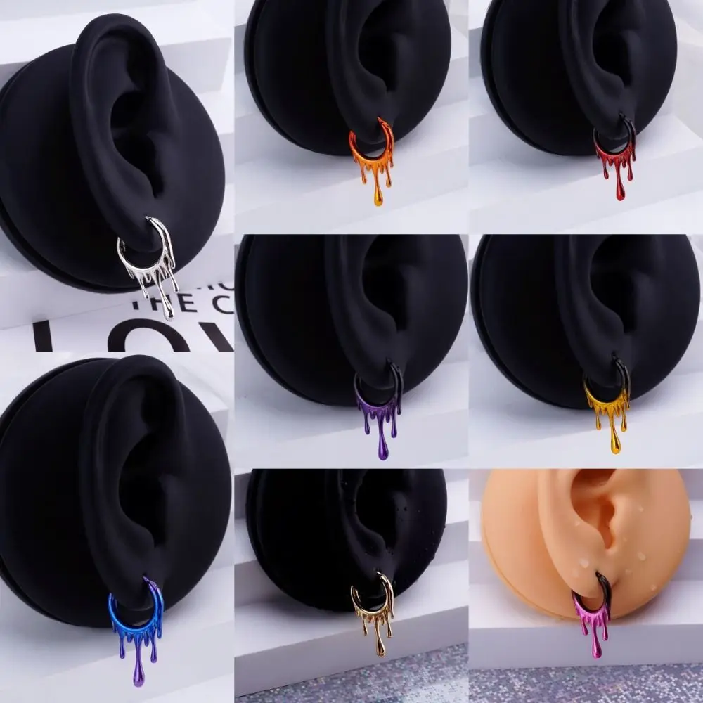 Punk Multipurpose Body Piercing Jewelry Multiple Colors Metal Nose Ring Lava Shape Irregular Hollow Earring