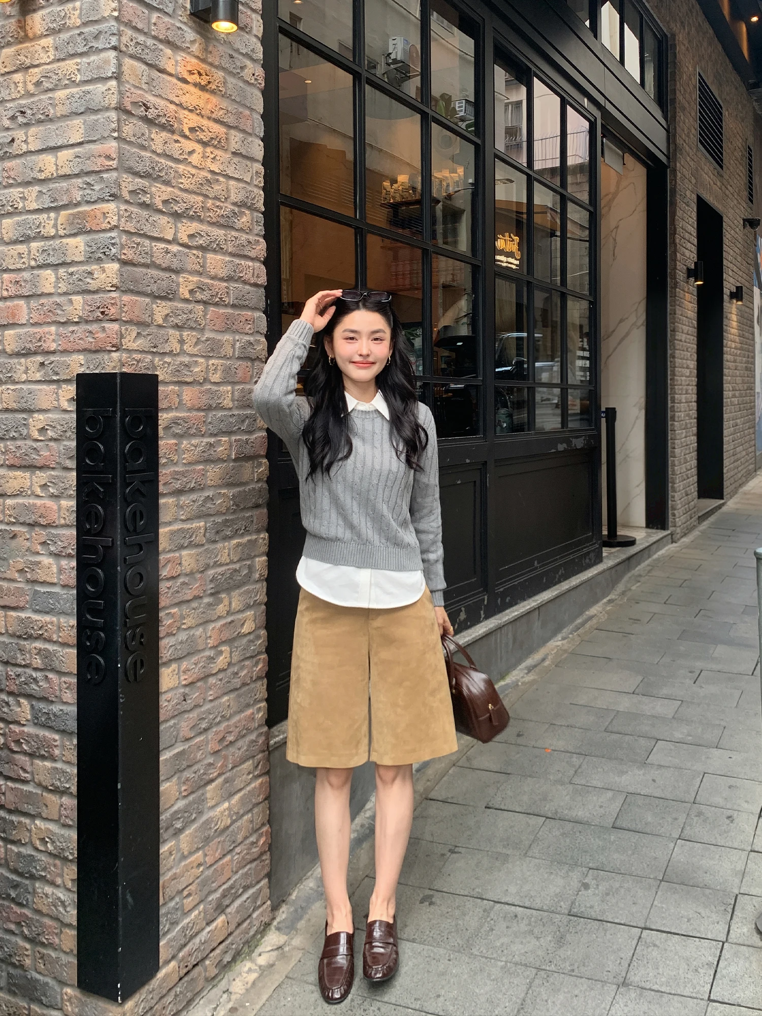 Pusumede High Waist Straight Leg Suede Pants Women's Loose Casual Trousers Five-Point Comprehensive Style Polyester Fiber