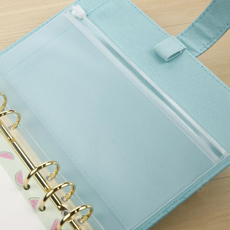 A5 A6 A7 6-Hole Binder Pockets Waterproof PVC Cash Budget Envelopes Zipper Binder Pouches for Notebook Planner Journey Binders