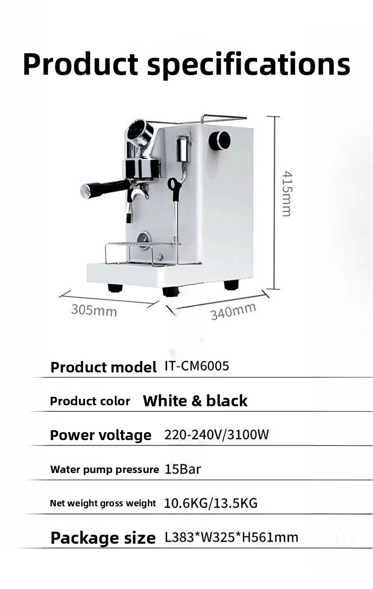 CM6005 Italian semi-automatic coffee machine, commercial household espresso American professional coffee machine