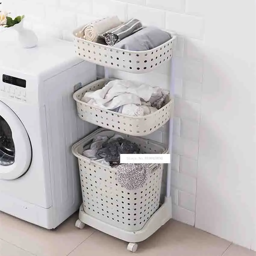 8810 Plastic Laundry Basket Super Load-Bearing Dirty Clothes Basket Multi Layer Mbined Type Toy Storage Basket With Pulley