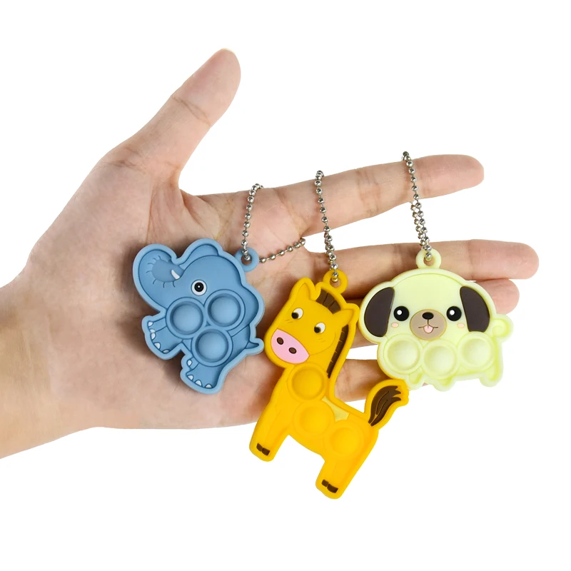 7-21Pcs Cartoon Tier Pop Schlüsselbund Hängen Stress Relief Spielzeug Kinder Geburtstag Party Favors Gast Geschenk Goodie Bag piniata Füllstoff – Detail 9