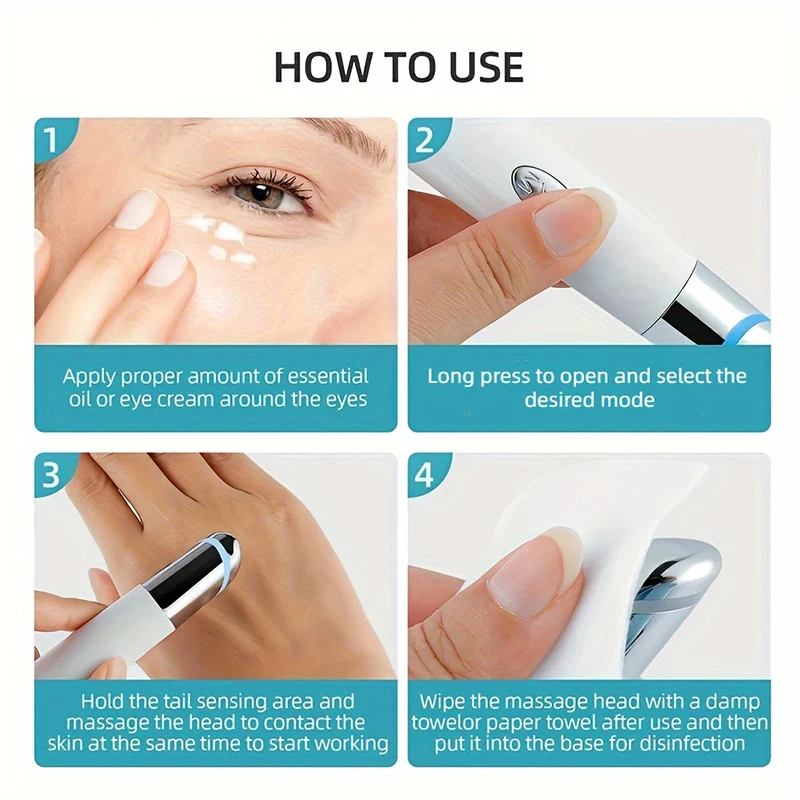 3-Colors الأرجواني الأزرق الأحمر ضوء جهاز تجميل العين الساخن ضغط الاهتزاز تدليك الاسترخاء عيون إزالة أكياس العين الهالات السوداء العناية بالعين #2