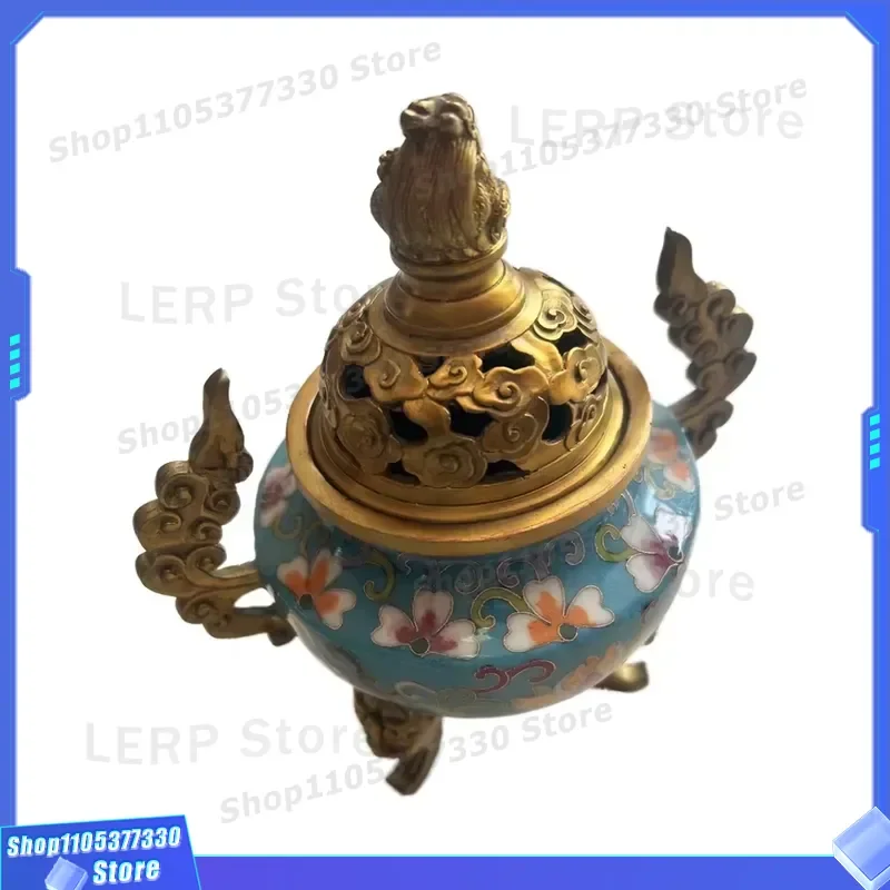 Handmade Brass Enamel Incense Burner Unique Middle Eastern Style Metal Home Decoration Ornament Traditional Craft Gift for