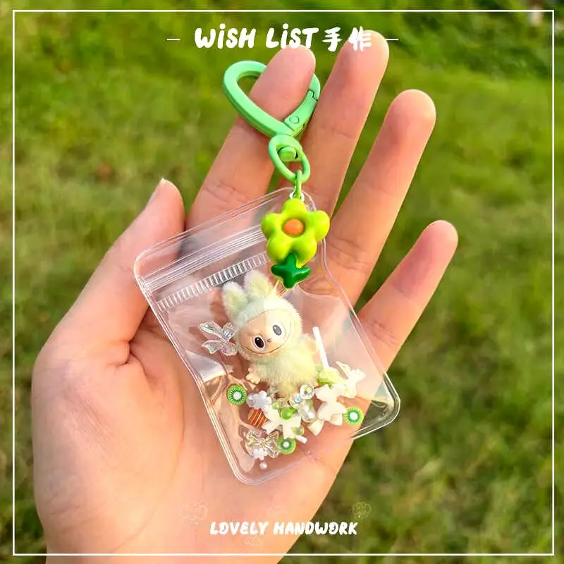 New Arrival Labubu Plucked Minirubble Vinyl Cute Doll Grain Baby Walk Bag Mobile Pendant Cute Desktop Toy Key Chain Holiday Gift