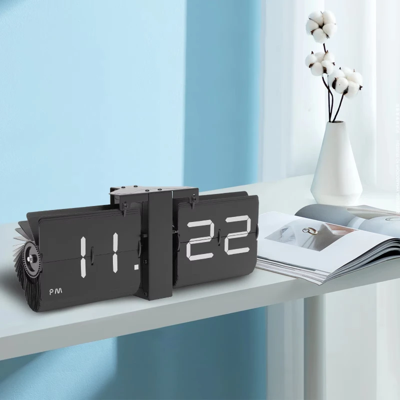 

Flipping Out Digital Alarm Clock Bedroom with Large Display Battery Operated Desk Clock adults Birthday Clock projector