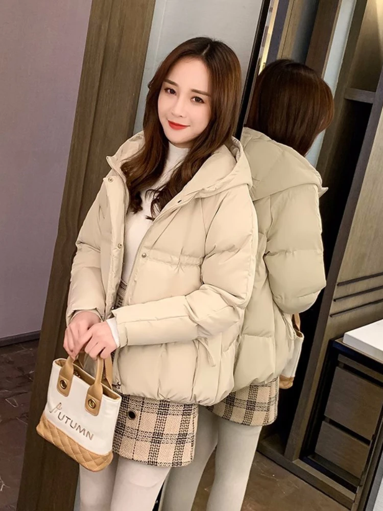 

2023 New Autumn Winter Parkas Women Jacket Warm Female Cotton Padded Parka Short Thicken Coat Casual Hooded Outwear Loose Jacket