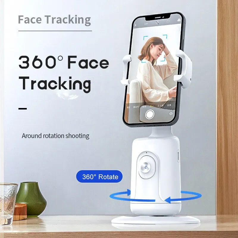 Smart Auto Face Tracking Rotation Phone Holder Gesture Control Feature with Remote Control for Tiktok Live Photography Videos