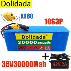 Batterie 10S3P 36V 30ah XT60 500W, 42V, 30000mAh, BMS, Avec Chargeur, Pour Vélo Et Scooter Électrique