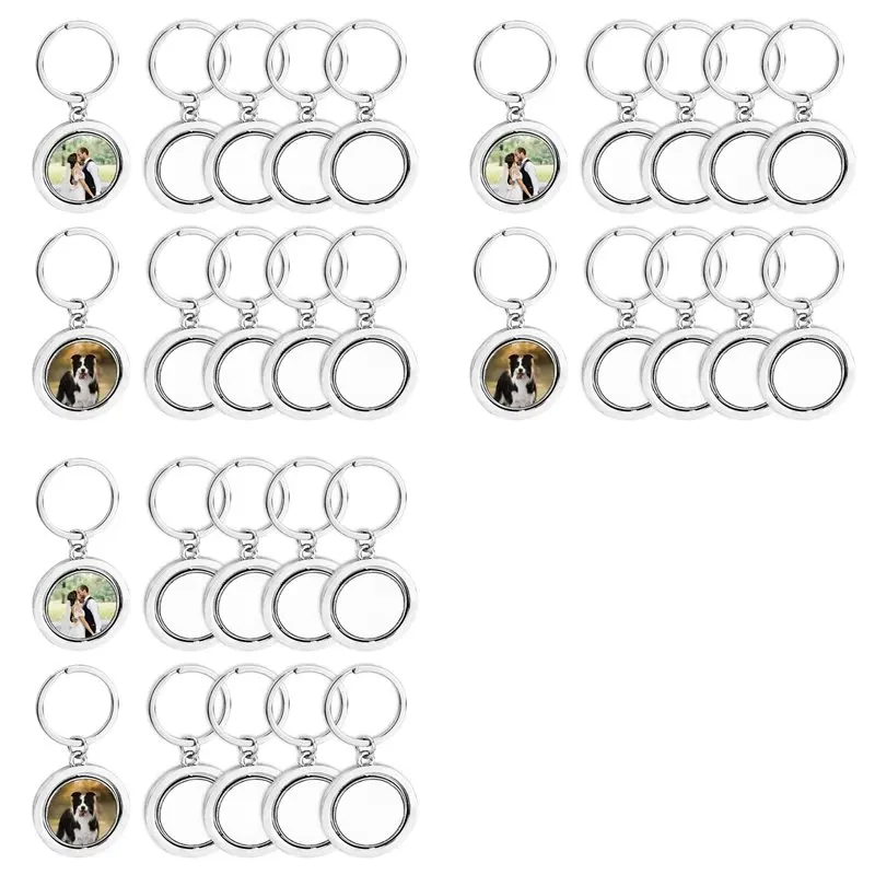 30 Pack 360° Rotating Metal Sublimation Keychain Blanks, Double-Sided Sublimation Blanks DIY Key Chain Circle-[LUCK 9]