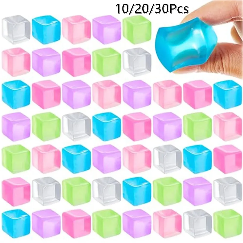 10/30/50PCS Ice Cube Square Sensory Toy Squeeze Cubes Ball Stress Relief for Kids Adults Anxiety Relief & Hand Therapy