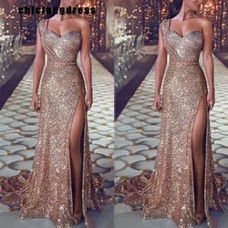Autumn Winter Elegant Sequins Party Dress Women Fashion Sexy Off Shoulder Sleeveless Split Floor Sequins Evening Dress Women