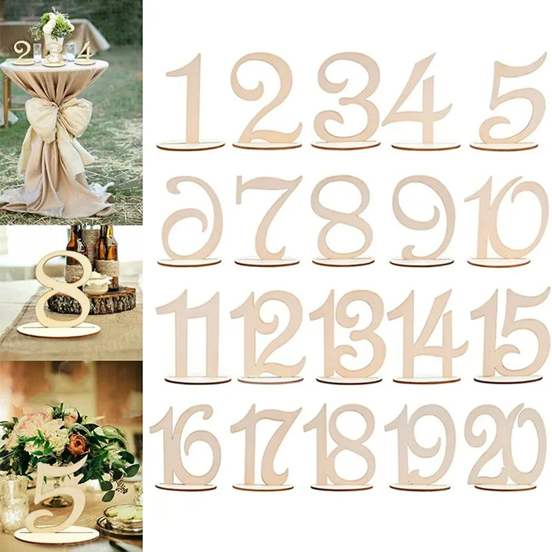 1-20 Numbers Wood Signs Wedding Table Number Wooden Table Numbers Rustic Wedding Engagement Seat Numbers Sign with Base