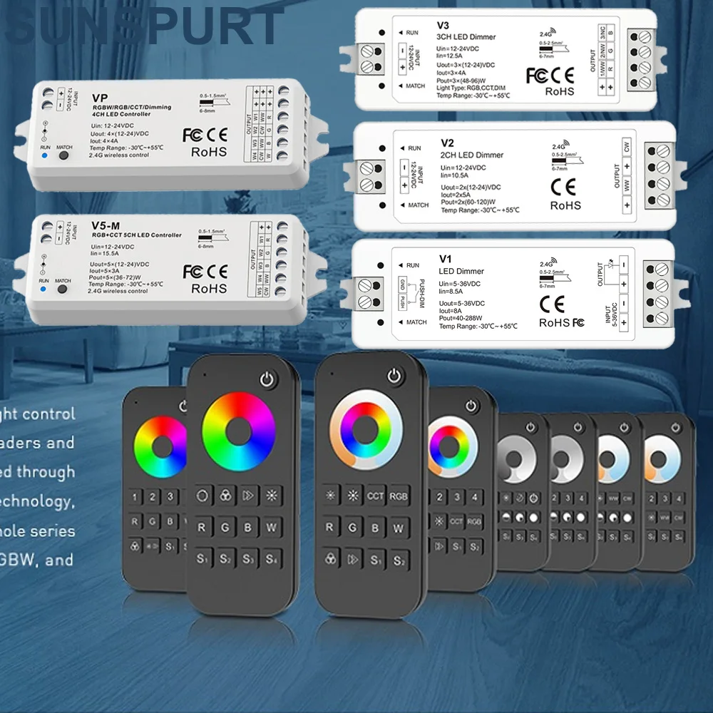 

10P 4CH Standalone Control RF Dimmer DC12V 24V LED Controller 4 Channel 2.4G RF Remote Controller For RGBW RGB CCT Dim LED Strip