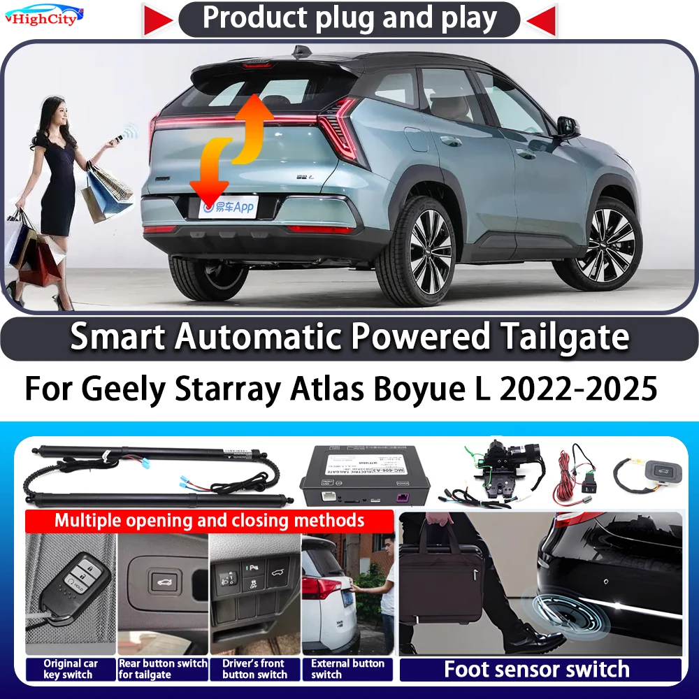 

For Geely Starray Atlas Boyue L 2022-2025 Smart Automatic Powered Tailgate Key Control Trunk Lift Close Electric Power Tailgate
