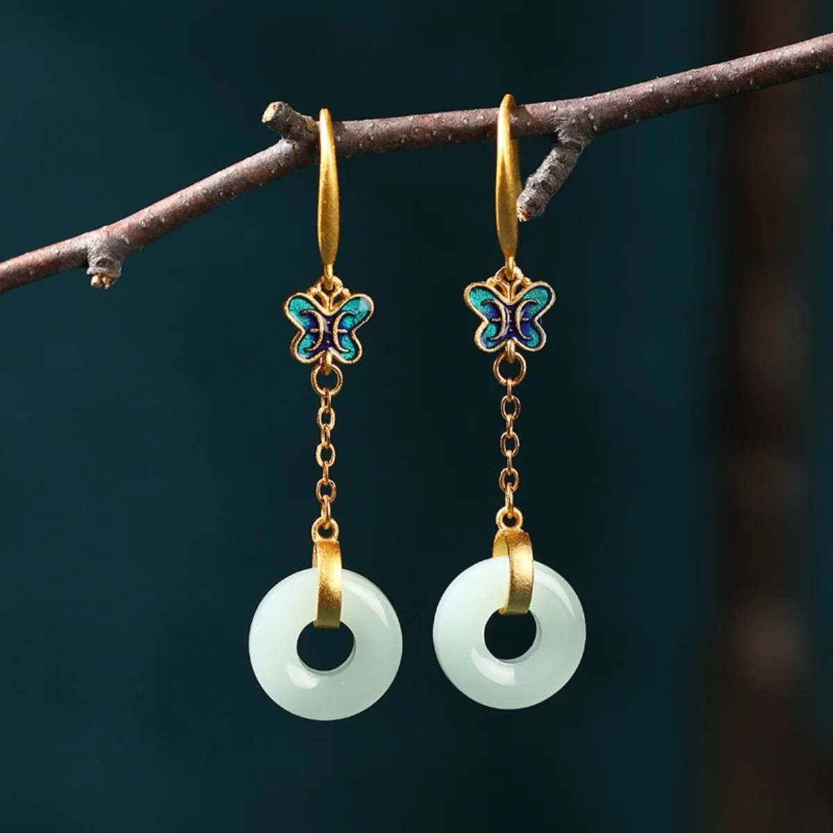Ethnic Chinese Butterfly Earrings for Women Hollow Design Ancient Palace Style Enamel Luxury Jewelry Creative Long Tassel Gifts image 6