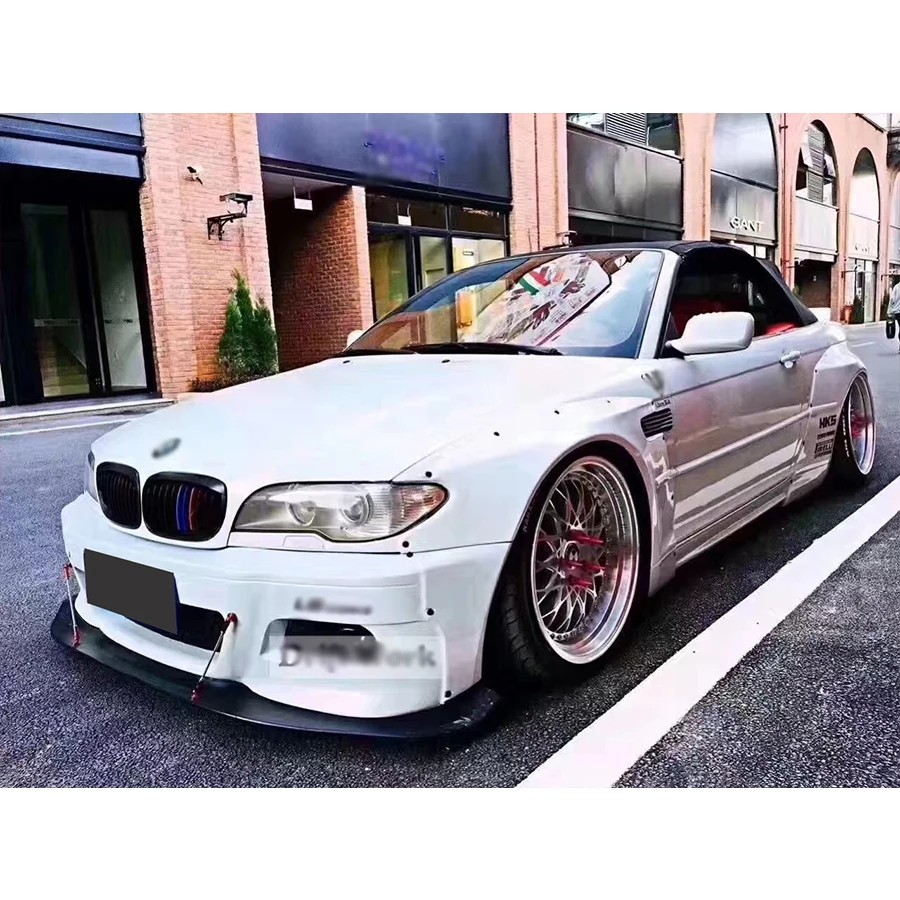 For BMW E46 Sedan 4 Door 2Door  FRP Front Bumper Splitter Lip Side Fender Cover Rear Spoiler Wide Body Kit Car Accessories