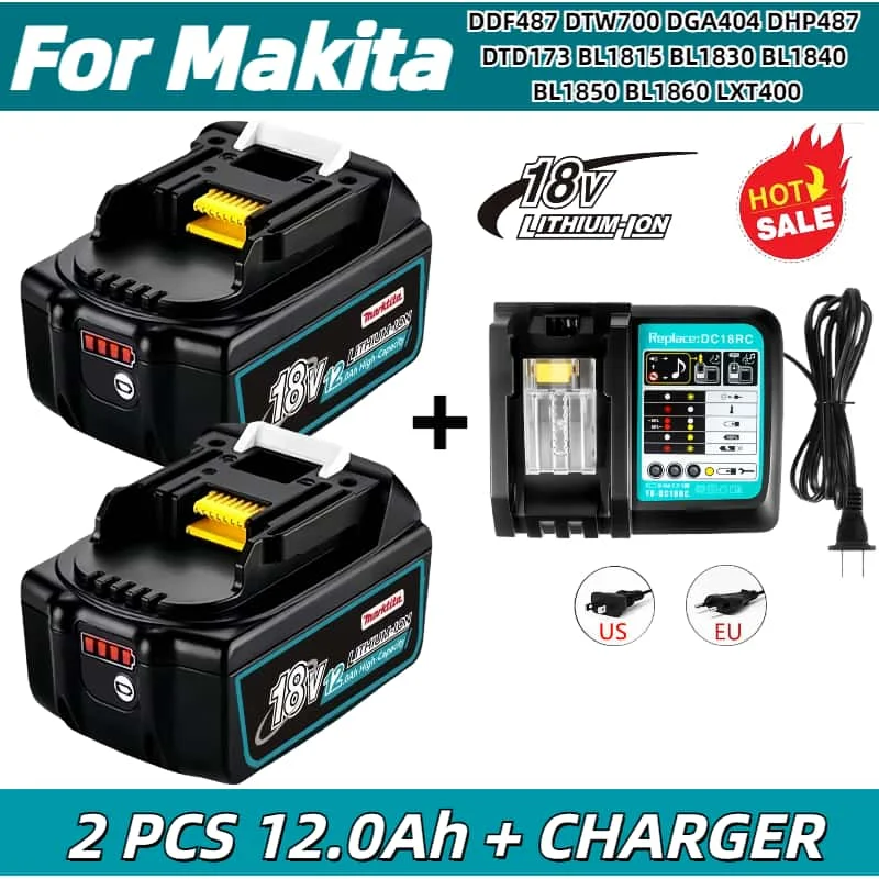 

NEW Original18V battery 6Ah/8Ah/12Ah suitable for Makita BL1840 BL1830B BL1850B BL1850 BL1860 BL1815 Replacement Lithium Battery