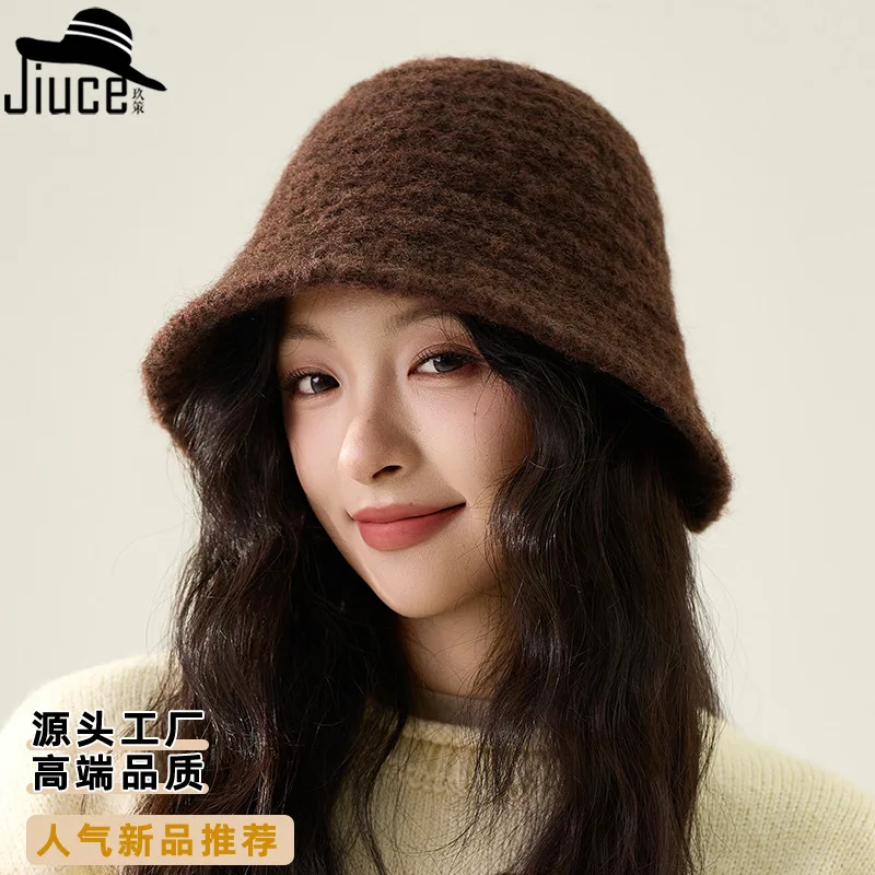 

Knit Fisherman Hat women's high-end Feeling Winter Ear Protect Bucket Hat Versatile Basin Hat Gorras 4m711