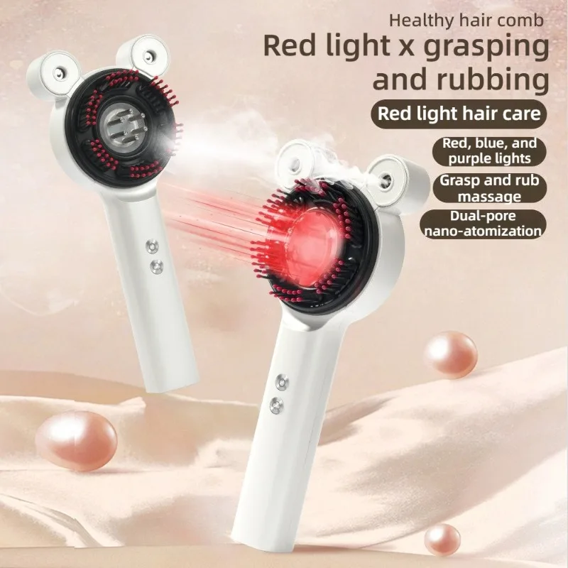 Dual-nozzle Atomization Massage Combs Rechargeable Wireless Portable Red Light Silicone Scalp Massagers Professional Massager