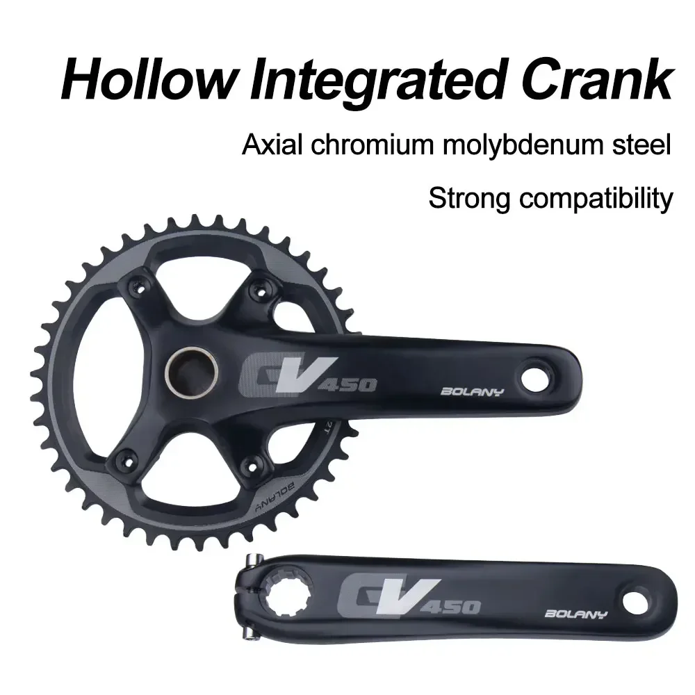 BOLANY Gravel Bicycle Crankset Hollow Integrated 170mm Crank 96BCD 42T Single Chainring for 10/11 Speed Cross-country Road Bike