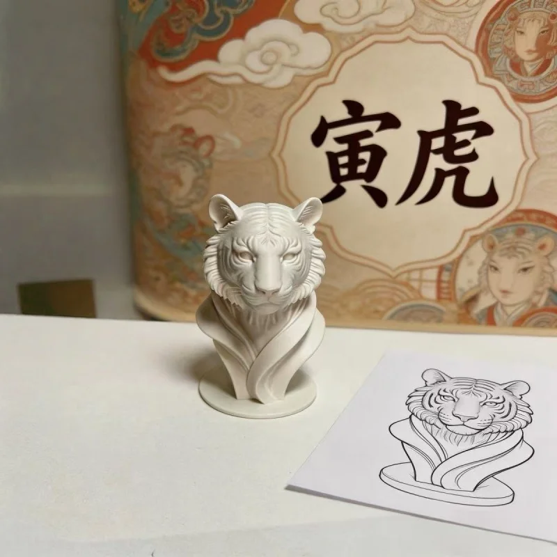 

2026 New Chinese Zodiac Tiger Sculpture Lucky Wealth High-End Ornament For Wine Cabinet Living Room Office Modern Figurine
