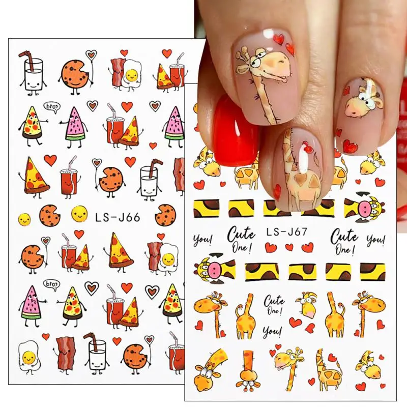 Nail Decoration Cartoon Colorful Sweet Lovely Cute Nail Art Nail Patch Cookies Nail Tool Nail Enhancement Sticker Giraffe Beauty