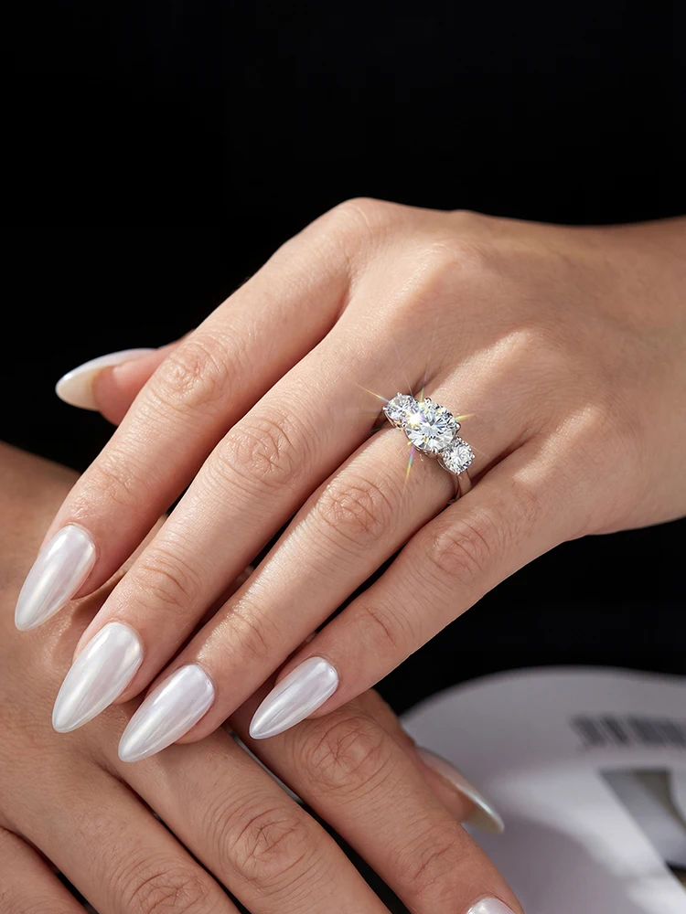Brilliant Classic 1CT Moissanite Diamond with Certificate Engagement Rings For Women Wedding Party Luxury Fashione Jewelry
