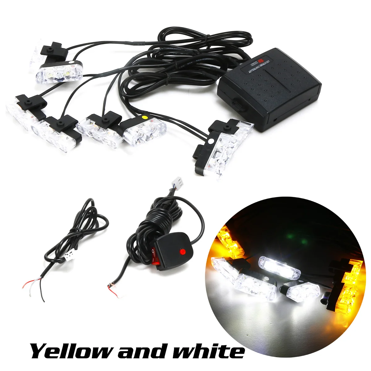 

16 LED Car Police Lights Ambulance Light Control Flasher Car Strobe Warning Emergency External light Can Connect Police Siren