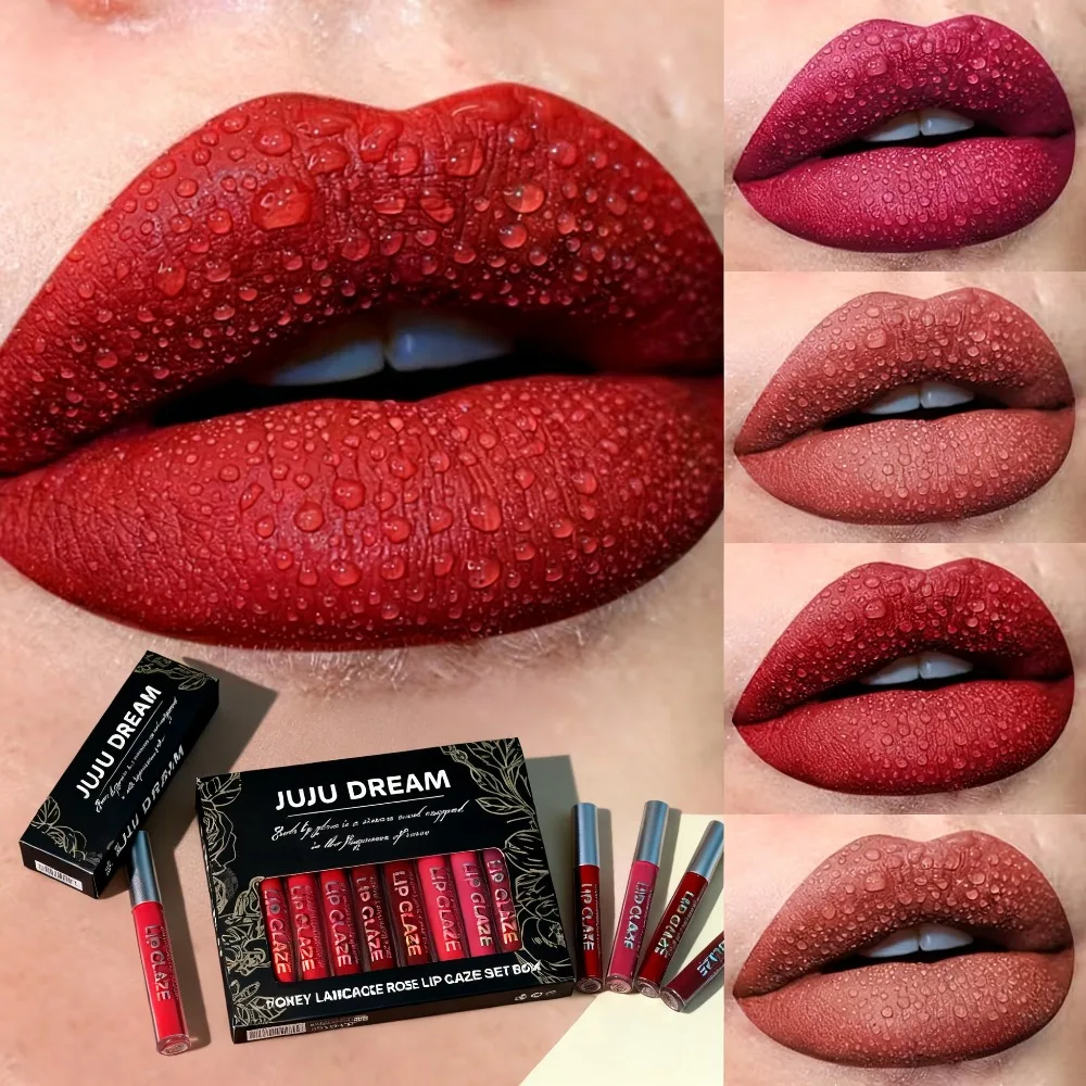 10 Colors Matte Lip Gloss Set Long Lasting Moisturizing Waterproof Non Sticky Non Fading Easy To Apply For All Skin