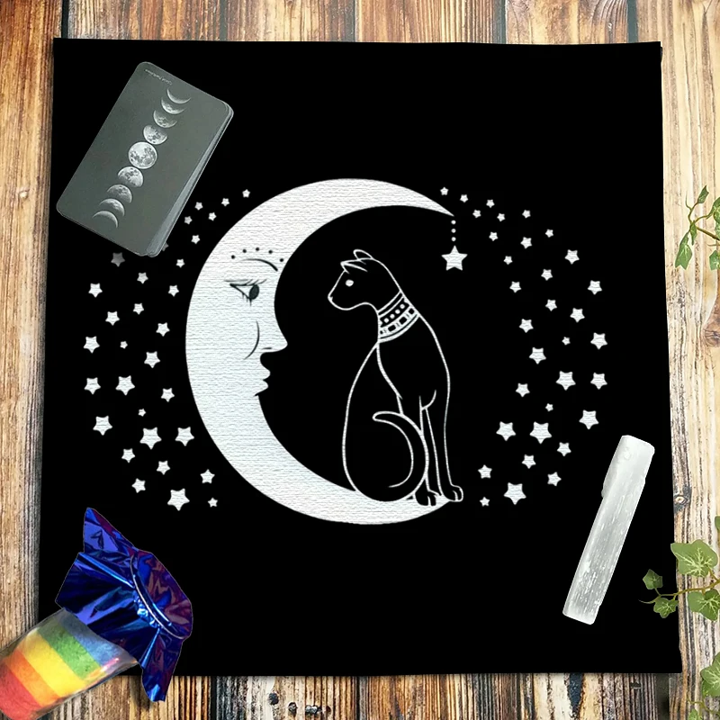 Tarot Deck Tablecloth Moon Star Black Velvet Altar Cloth Pagan Board Game Divination Mat Oracle Card Pad Witchcraft Supplies New