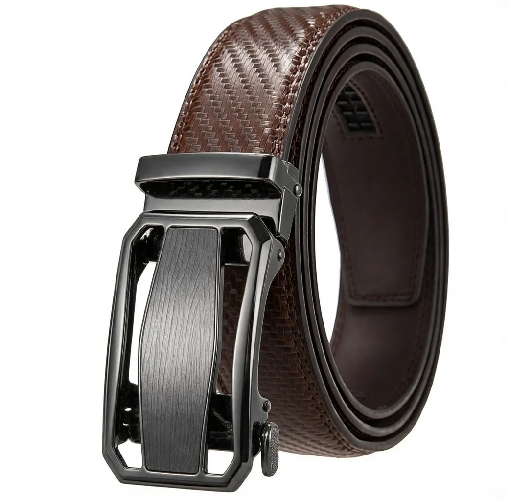 

Luxury Brand Genuine Leather Belt Men 3.5cm Width Alloy Buckle Formal Dress Black Brown Cinturones Hombre