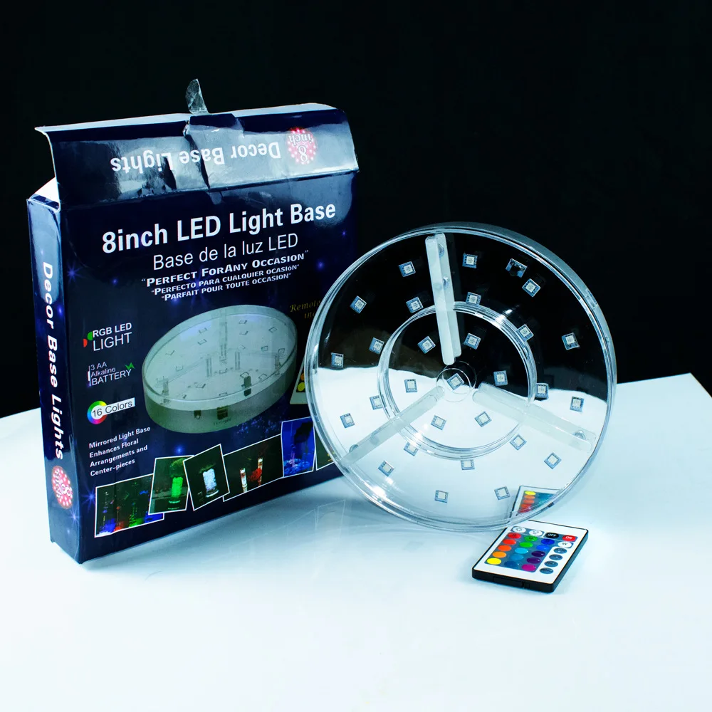 

7-цветный светодиодный светильник RGB для кальяна, стеклянная основа с пультом дистанционного управления, необычная светящаяся лампа для кальяна, аксессуары для отдыха для кальяна, 6/8 дюйма