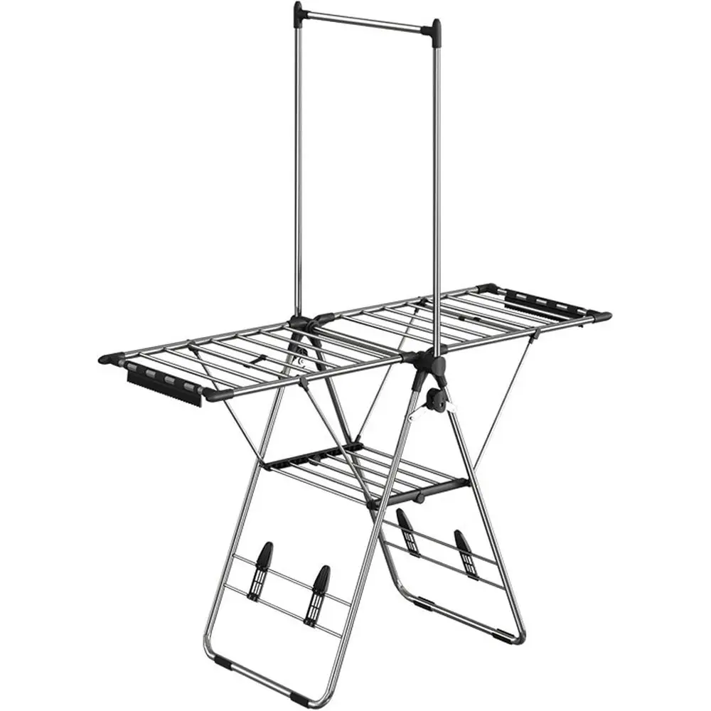 

Expandable 3-Tier Stainless Steel Drying Rack, Portable Non-Slip for Indoor/Outdoor Use, Space-Saving Clothes Rack