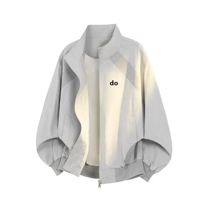2026 New Style Women's Fashion Retro Standing Collar Flight Jacket High-Style Purple Loose Zipper Coat Fitness Jacket