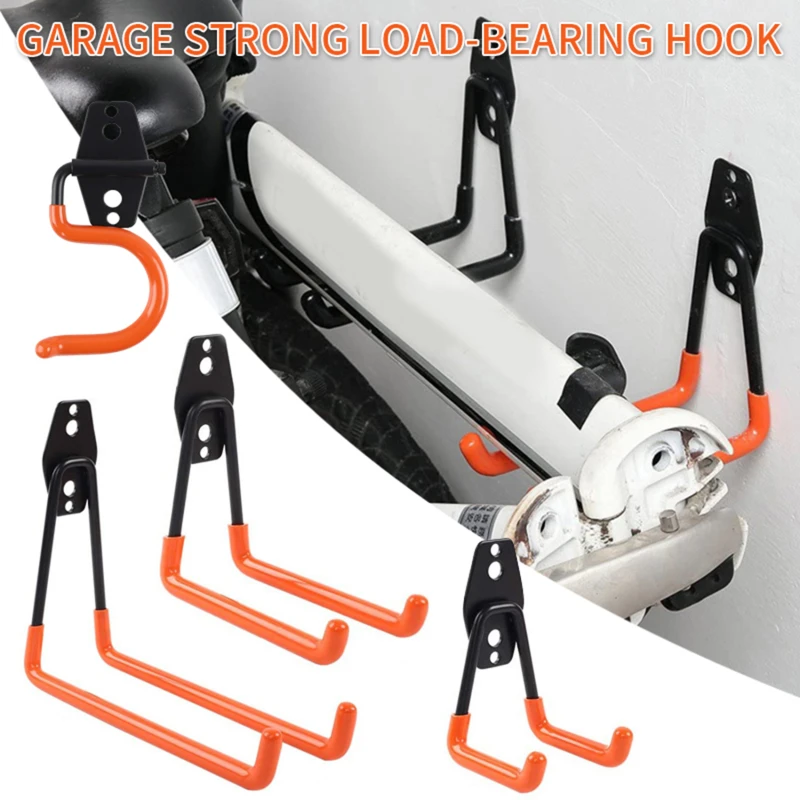 Wall Mount Garage Bike Hanger Hook Heavy Duty Metal Hooks for Hanging Tools Warehouse Storage Tool Organizer Hooks with Screws