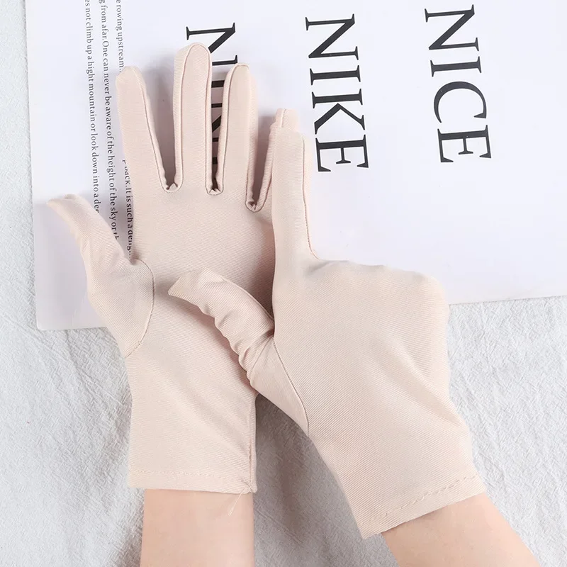 Весенне-летние тонкие дышащие солнцезащитные перчатки, женские солнцезащитные эластичные ювелирные изделия для вождения, короткие перчатки с полным пальцем
