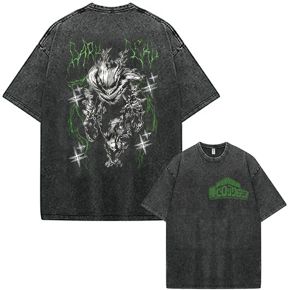 Anime My Hero Academia Izuku Midoriy Vintage Washed T Shirts Men Women Harajuku Fashion Gothic Short Sleeve T-shirts Streetwear