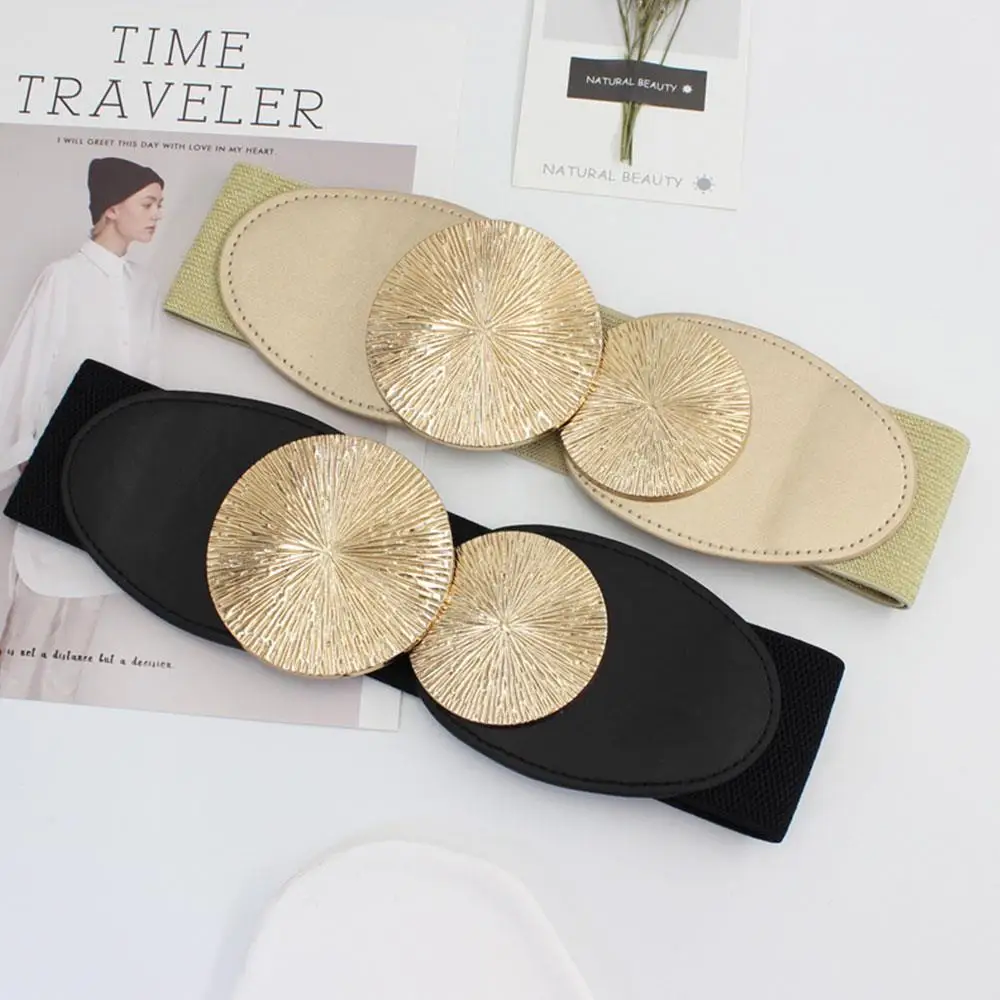 

Универсальный большой Cummrebunds из искусственной кожи, эластичный пояс, эластичный широкий корсетный ремень шириной 6 см, металлическая круглая пряжка