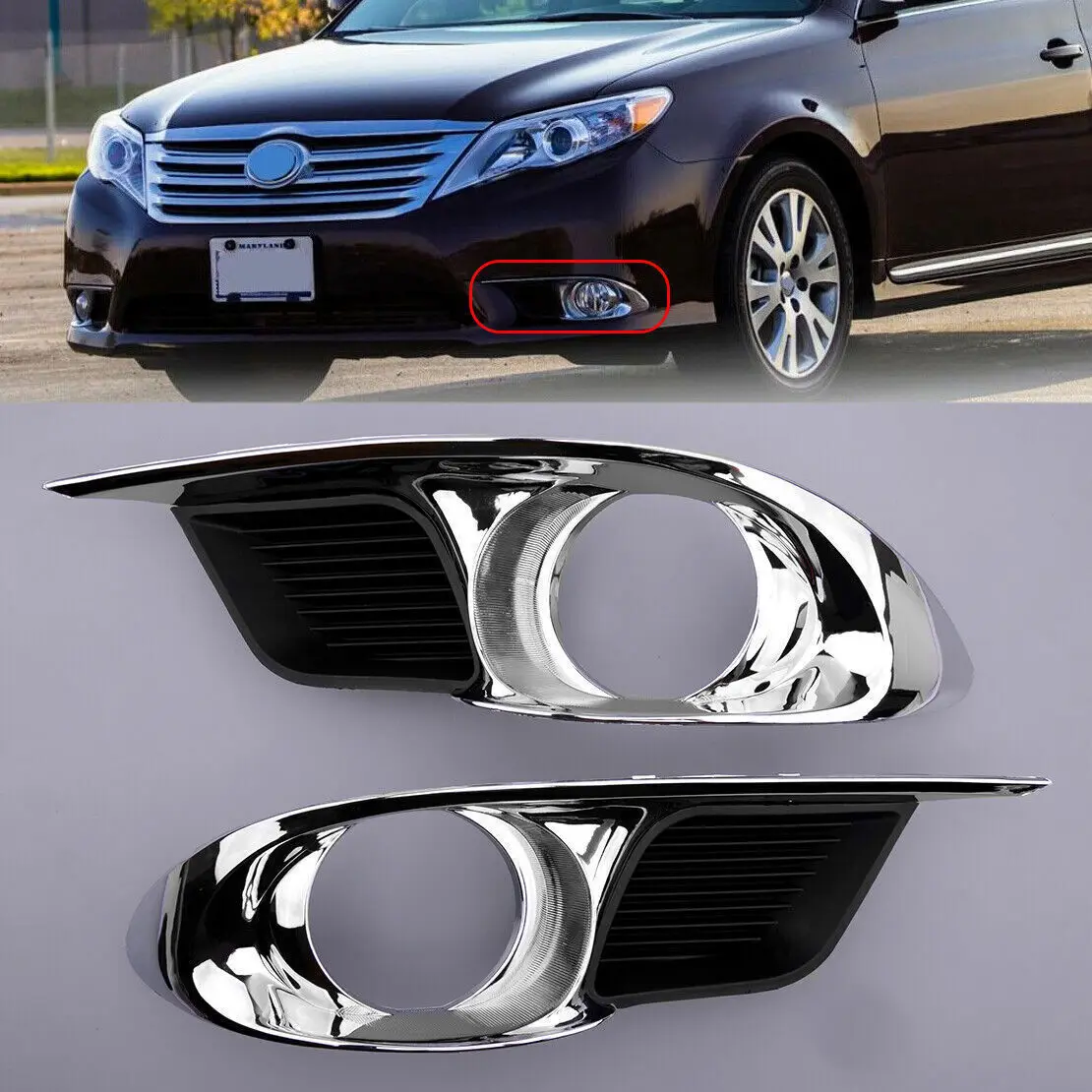 

Pair L&R Front Fog Light Lamp Frame Cover Bezel Fit For Toyota Avalon 2011-2012