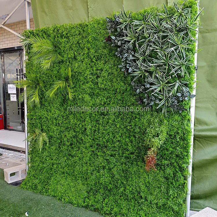 Mixed Green Leaf Plant Wall Background Artificial 3D Lawn Wall Flower Simulation Plant Leaf Home Store Decoration Backdrop