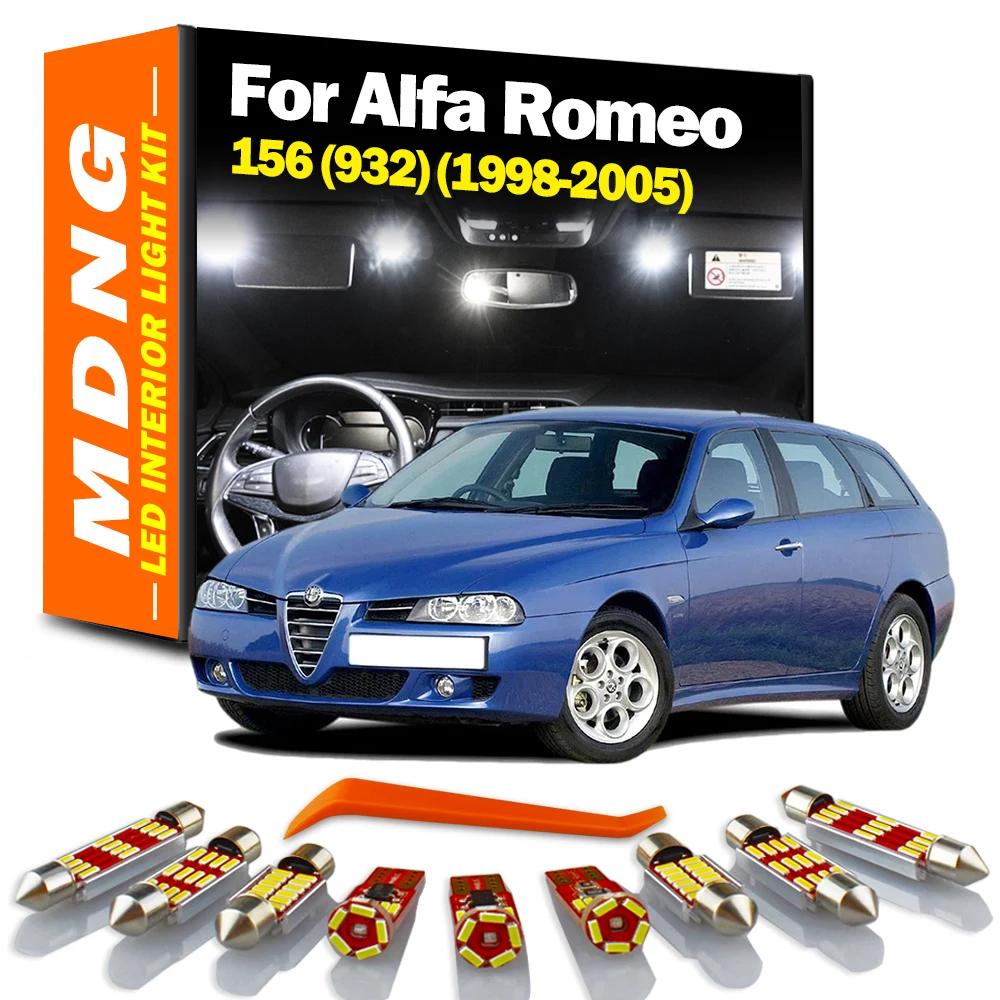 MDNG 10Pcs For Alfa Romeo 156 (932) (1998-2005) Canbus Vehicle LED Bulbs Interior Map Dome Trunk Light Kit Car Lamp Accessories