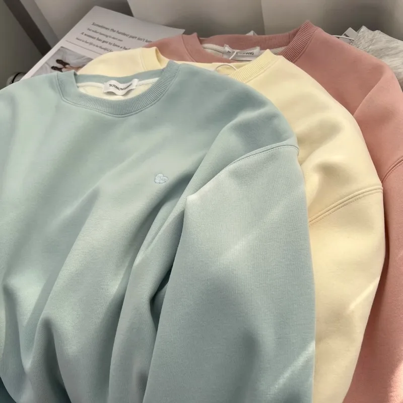 ملابس نسائية Y2K بلوزات فضفاضة تناسب المألوف مريحة الشتاء سستة الاتجاه ملابس بسيطة للجنسين الجولة الرقبة Harajuku #1