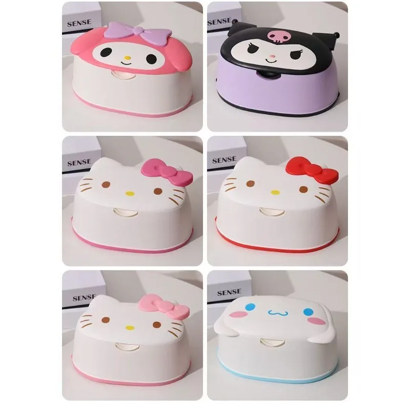 Hello Kitty My Melody Kuromi Tissue Box, Large Capacity Spring Tissue Holder, Decorative Storage Box for Desktop & Bedroom view 6